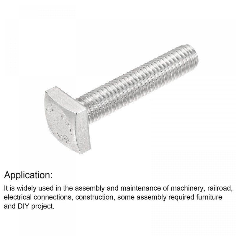 sourcing map Square Head Bolt, 2pcs M6x30mm Fully Thread 304