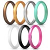 JewelryWe Pack of 7 Silicon Rings Stackable Thin Wedding Bands