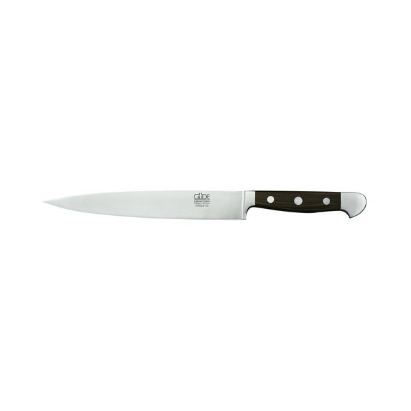 GÜDE Solingen - Ham Knife Forged Carbon Steel, 21 cm, Macassar, Alpha Cast, Carving Knife, Double Cross, Handmade Germany, Brown