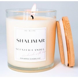 Scented Candle Shalimar –Our Version with Bergamot, Rose & Jasmine, Elegant Womens Fragrances, Gift for Women, Aesthetic Home Decor, Organic Coconut Wax Candle, Clean 50h Burn, USA