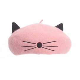 Jewelry-Box Beret Cat Ears Wool Women French Cap Warm Painter Fashion Runway Vintage Wear Pink
