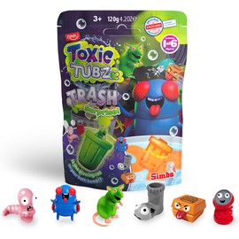 ZIMPLI Toxic Tubz Bomba da bagno sorpresa Trash, 1 di 6 giocattoli disgustosi da collezionare, 1 per Baff Bomb, piccoli regali per bambini con paghetta, figure da collezione