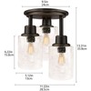 Semi Flush Mount Ceiling Light, 3-Light Close to Ceiling Light