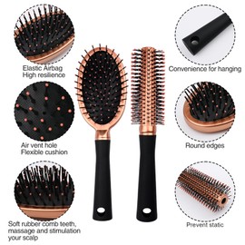 UOEPOWA 2 Pcs Detangler Hair Brush Set for Women - Includes Air Cushion Comb and Curling Comb - Ideal for Wet or Dry, Thick, Curly, Thin, Long, or Short Hair - Enjoy a Soothing Massage Experience