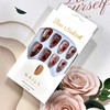 LOPMNGHT Flower False Nails Almond Press on Nails Medium Length