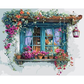 JATOK Paint by Numbers Adults, Paint by Numbers, DIY Window with Brushes and Acrylic Paints, Hand Painted Oil Painting Canvas for Home Decor, Without Frame (40 x 50 cm)