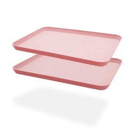 2Pcs Unbreakable Serving Tray Decorative Tray, 13.7 x 9.8 in Great for Dinner Tray Tea Tray Bed Tray Bar Tray Breakfast Tray Food Tray (Pink)