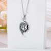 LONAGO Dragon Necklace 925 Sterling Silver Black Dragon with Heart