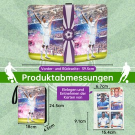 Oirigaga Football Trading Card Album, Football Cards Scrapbook with 4 Pockets, 50 Pages and Zip Carry Handle, 400 Cards Collector's Folder, Collector's Book, Waterproof PU Leather Book Folder