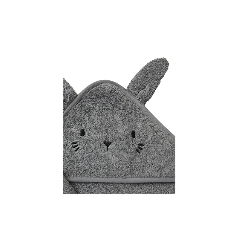 VERTBAUDET Hooded Bath Towel + Glove Organic Cotton Charcoal Grey