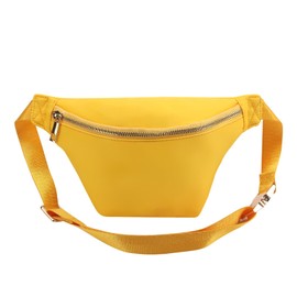 YogoRun Mini Waist Pack Everywhere Nylon Belt Bag Crossbody Fanny Pack for Women Yellow Waist Bag (Yellow)