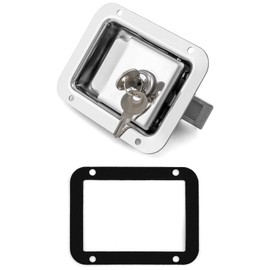 QWORK Travel Trailer Lock, 4 Pack, Stainless Steel Flush Mount Handle Latch Door Lock for Trucks, Tool Boxes, 4 Lock with 8 Keys