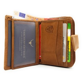 Jockey Club Small Genuine Leather Wallet Sauvage Leather with RFID Protection Butterfly, brown, coin purse