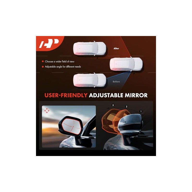 A-Premium Espejo eléctrico para puerta del lado del pasajero, compatible