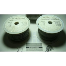 ART DISPLAY SYSTEMS DURACOAT SILVER STAINLESS STEEL # 4 PLASTIC COATED 850 FT SPOOL 25 LBS + SAMPLES