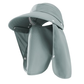 Eimmabey Women Fishing Hat with Face Cover and Neck Flap UPF 50+ Sun Protection Grey