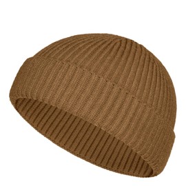 TSKNOMO Wool Fishing Hat Winter Trawler Beanie Short Knitted Hat for Men Women, khaki