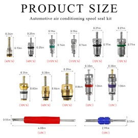 Yourkar 102 PCS Air Conditioning Valve Core Kit, A/C Refrigerator Tire Valve Stem Core Repair Kit, R12 R22 R134a Valve Cores Kit with Removers for Vehicle Home A/C, Car Accessories