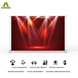 Aoihrraan 3x2,5m Red Stage Backdrop Bright Interlaced Spotlights Shiny Stage Photography Background Talent Performance Show Award Ceremony Festival Celebration Decoration Banner Photo Studio Props