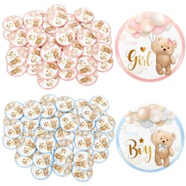 JarThenaAMCS 100 Pcs Gender Reveal Button Pin Team Girl Boy Button Metal Pin Badge for Baby Shower Party Favor Game Supplies, 1.5 Inch