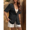 Linen Blazer Jacket for Women 2025 Short Sleeve Summer Lightweight