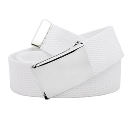 Build A Belt 1.25" Wide Silver Flip Top Belt Buckle with Canvas Web Belt (Boys Small White)