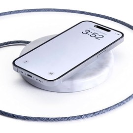 Einova Classic Stone – Marble Wireless Charging Pad Designed in Italy, Integrated 6 ft USB-C Cable, Smartphones, Wireless Earbuds, Smartwatches – White Carrara Marble