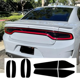 Mei Li Jia for Dodge Charger Tail Light Tint, for Dodge Charger Accessories, for Dodge Charger 2015 2016 2017 2018 2019 2020 2021 2022 2023 (Taillight Tint + Sidemarkers)