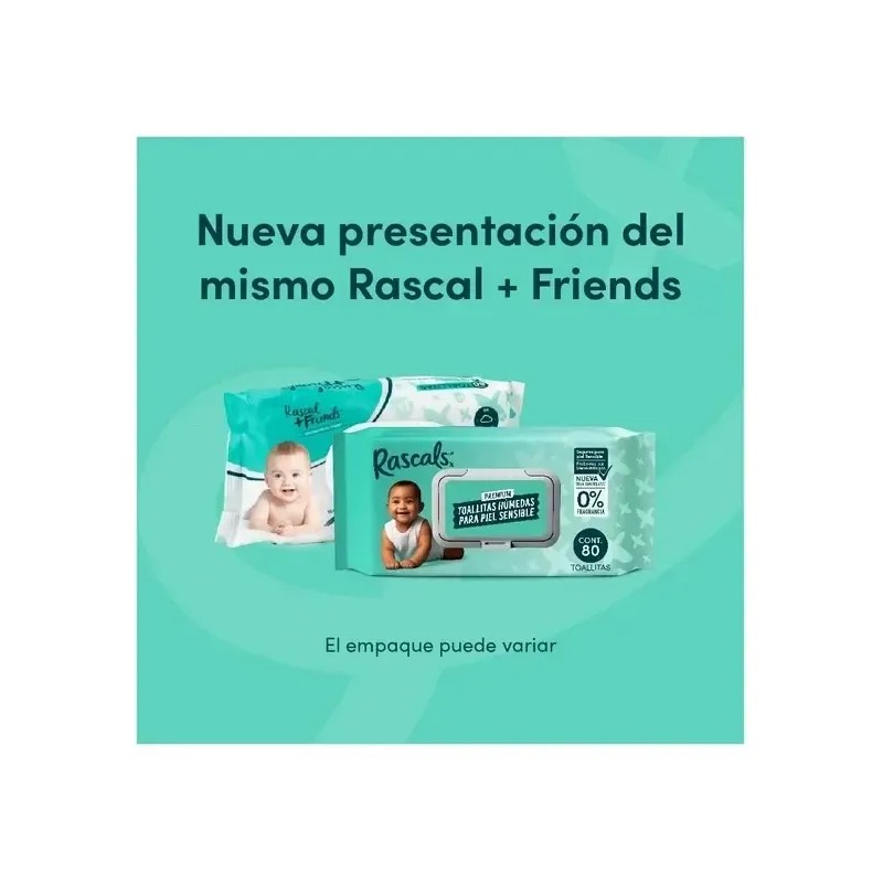 Toallitas Húmedas Premium Rascals Piel Sensible 1 Pack 80 Pz