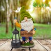 Olekki Garden Gnomes Outdoor - Flocked Gnome Statue Holding Lantern