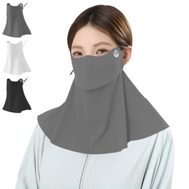 Fegreic 2025 Summer Touch Cooling Sensation Mask UPF 50+ Sun Protection Face Cover [Patent Patent Opening Design, No Staying Stough] 360° Guard, Ear Strap Adjustable, Sunburn Protection, Unisex, For