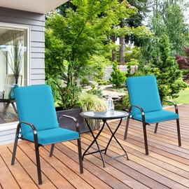 Ottowood High Back Outdoor Chair Cushions Set of 2-44''x20'' Patio Dining Chair Cushions with Waterproof, Fade-Resistant, Removable & Machine-Washable Covers, Teal