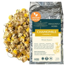 Organic Chamomile Tea, 250g Loose Whole Flowers, Premium Quality Egyptian Camomile, Matricaria Chamomilla, Caffeine-Free Herbal Tea | DRAGONFLY HERBS