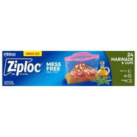 Ziploc® Marinade Bags, Mess free meal prep, 8 cups, 24 Bags