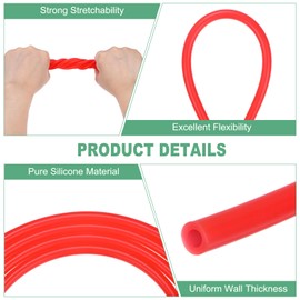 M METERXITY Silicone Tubing, 1/8"(3mm) ID x 1/4"(6mm) OD Silicone Rubber Vacuum Tube, 5ft(1.5 M) High Temp Water Air Hose Pipe for Pump/Liquid Transfer/Home Brewing/Winemaking [Red]