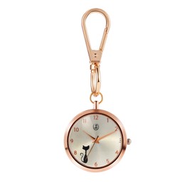 JewelryWe Novelty Key Chain Watch Cute Cat Animal Key Ring Quartz Pocket Watch FOB Clip-on Watch, for Men Women