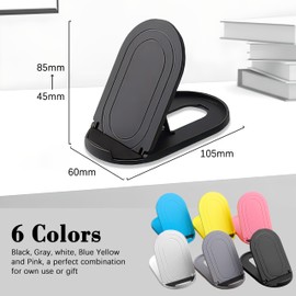 HZZADZXW 6-Color Foldable Phone Stand, Portable Foldable Phone Tablet Stand, Suitable for Mobile Phones and Tablets, Adjustable Universal Multi Angle Stand, Black, White, Pink, Yellow, Blue, Gray