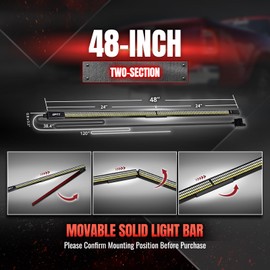 OPT7 Redline Parlux 48" Aluminum Truck Tailgate Light Bar w/Sequential Amber Turn - Rigid 2-Section Triple Row LED Strip, Dynamic Taillight w/Ignition Sequence, Triple-Flash White Reverse, Red Running