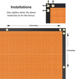 INFRANGE Heavy Duty 195GSM Orange 16' x 12' Fence Privacy Screen Windscreen,with Bindings & Grommets Mesh Shade Net Cover for Wall Garden Yard Backyard-Cable Zip Ties Included