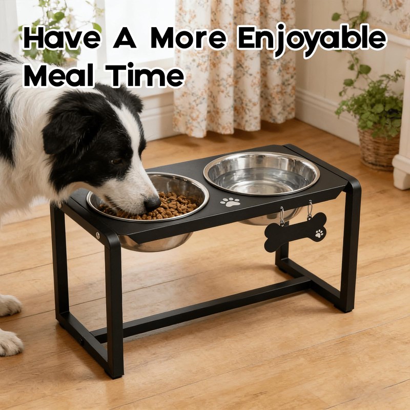 Flodomix Metal Elevated Dog Bowls, Raised Dog Bowls for Medium/Large