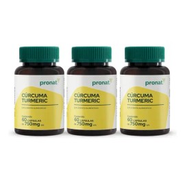 Kit 3 Piezas Suplemento Curcuma Turmeric (60 Caps) Pronat Sin Sabor                                                                                   