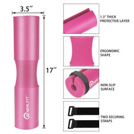 NEALFIT Barbell Pad Squat Pad for Squats—Squat Bar Pad—Great for Weightlifting,Lunges and Hip Thrusts—Foam Sponge Pad—Fit Standard and Olympic Bars Perfectly (Pink)