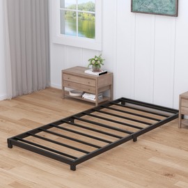 Nailsong 3 Inch Twin XL Bed Frames Low Profile, XL Twin Bed Frame No Box Spring Needed, Heavy Duty Metal, Easy Assembly, Black