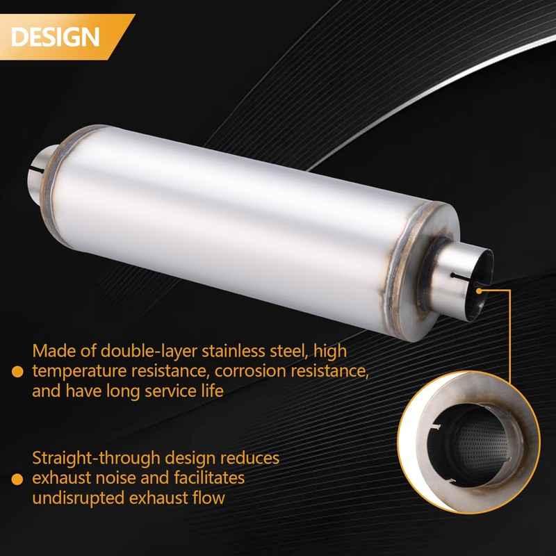 Piclafe 4 Inch Exhaust Muffler, 4" Inlet/Outlet 30" Overall Length