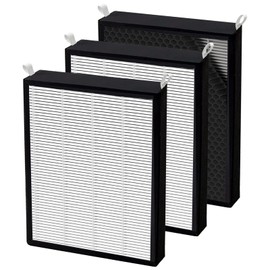 3 Pack True HEPA/Carbon Filters Replacement Compatible with NUWAVE OxyPure Large Area Smart Air Cleaner Purifier Models 47001, 47002, 47003, 47004, 47005, and 47006., Activated Carbon + HEPA Combo
