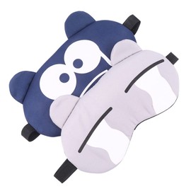 Vaguelly 4 Pcs Cartoon Eye Patch Sleep Mask for Travel and Home Light Blocking Comfortable Blindfolds in Grey Pink Dark Blue Light Blue Soft Stylish Eyeshades for Men and Women