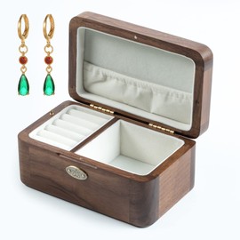 BELLA GLOBE Howls Moving Castle Jewelry Music Box with Howls Pendragon Earrings Birthday Gifts for Girlfriend Anniversary Ring Box Gift for Her Wooden Music Jewelry Box for Women