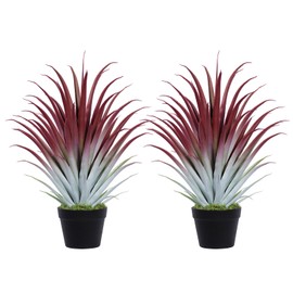 Keeplush 2ft Fake Spiked Agave Plant - Red Artificial Aloe Vera Plant 26 Inch - Tall Large Faux Floor Plants Perfect for Porch Door Step Home Office Patio Indoor Outdoor Decor (2 Pack)