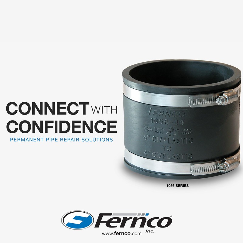 Fernco 1056-44RC Shielded PVC Pipe Coupling for Cast Iron, Plastic