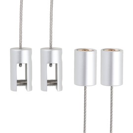 TOPNIKE Ceiling Sign Hanger, Aluminum, Display for Large Picture/Billboard/Sign Board/Frame, 2 Pack, Silver